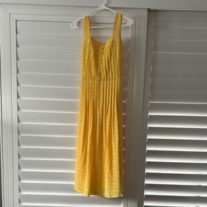 DKNY Yellow Textured Midi Dress